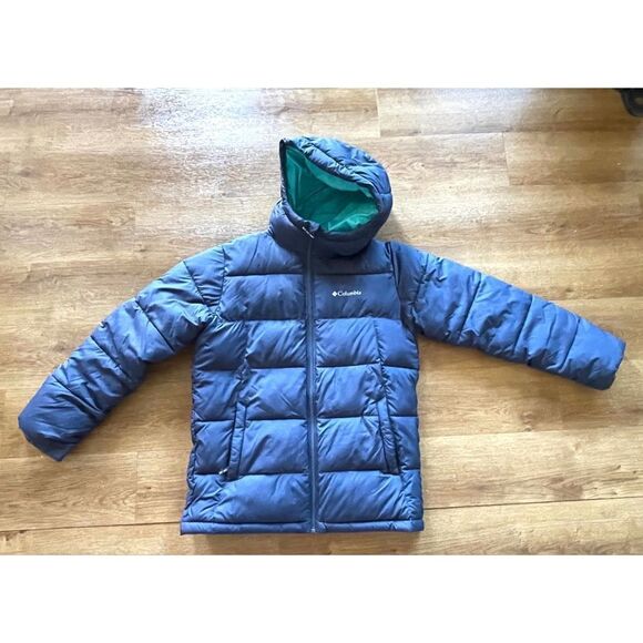 Columbia Bug Boys Pike Lake II Puffer Full Zip Hooded Jacket Blue Large (14/16) - Picture 1 of 11